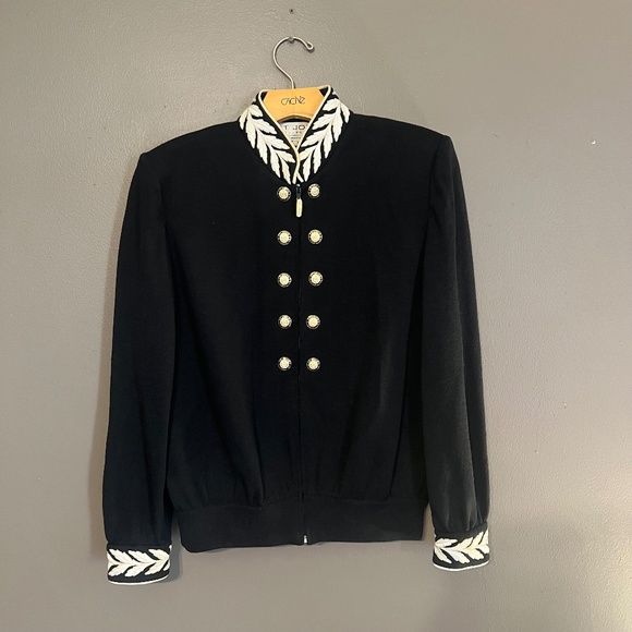 St. John Collection by Marie Gray Nautical 90s Kint Navy Blue Jacket